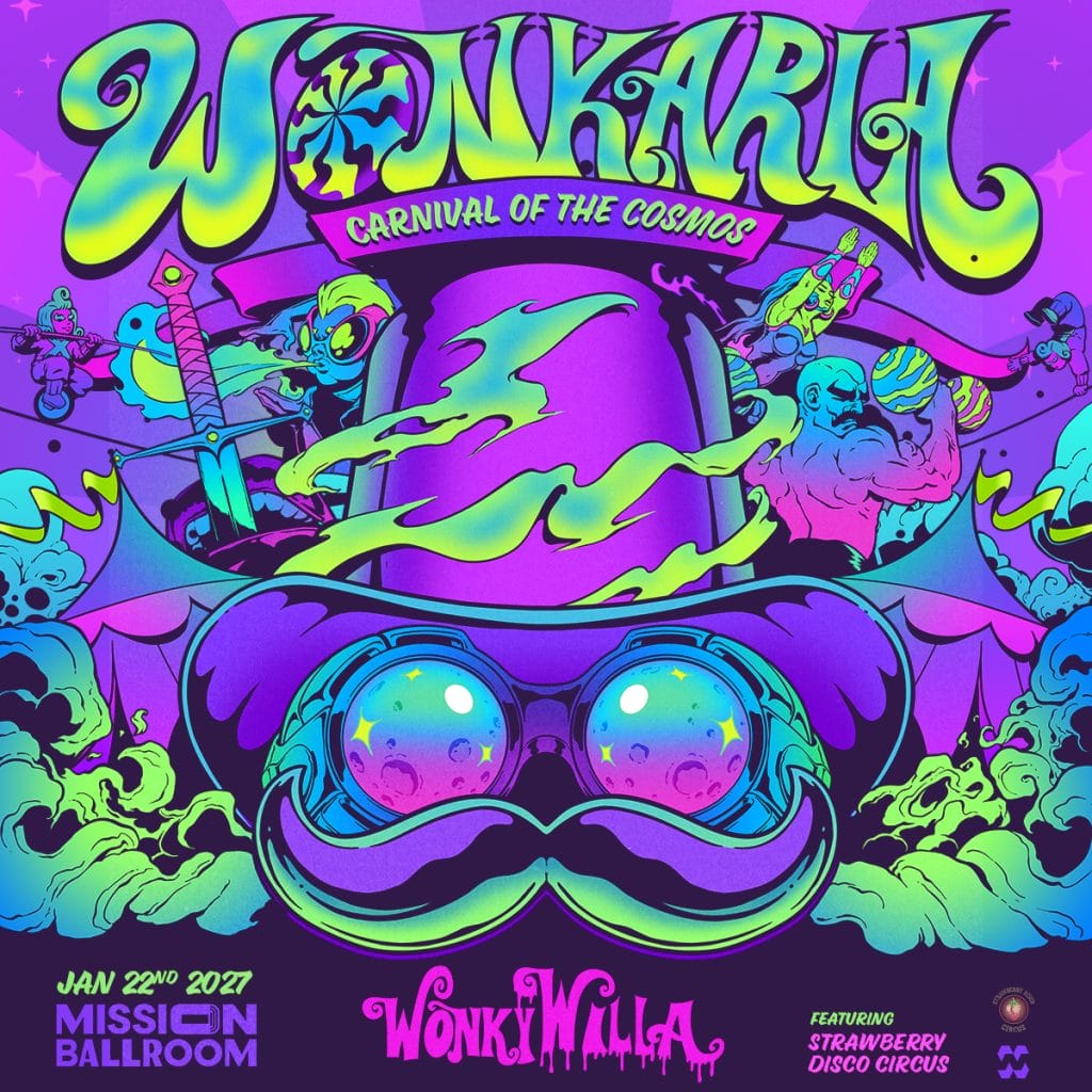 WonkyWilla 2026–2027 concert poster
